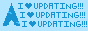 The Arch Linux symbol, next to the text 'I heart updating!!!' repeated 3 times